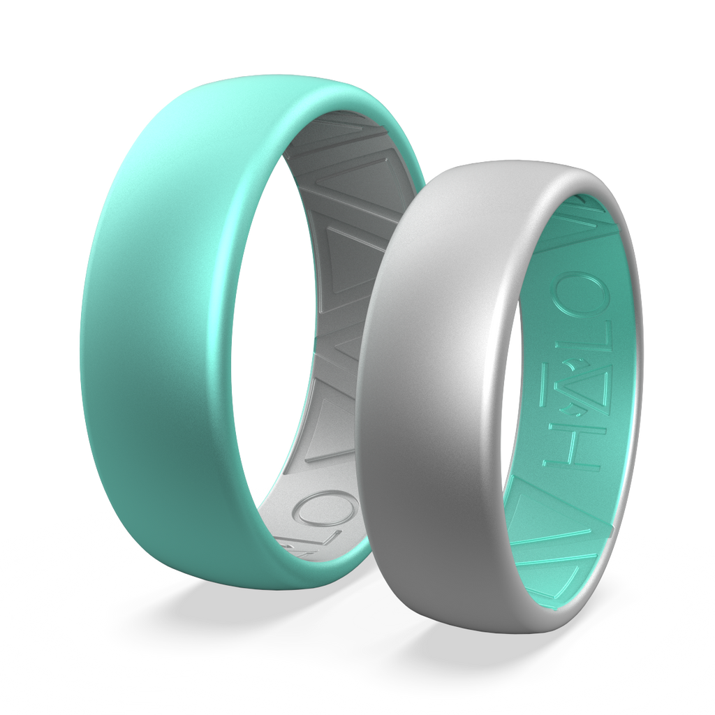 Reversible Two Tone Silicone Ring - Aqua Set - Maui Rings